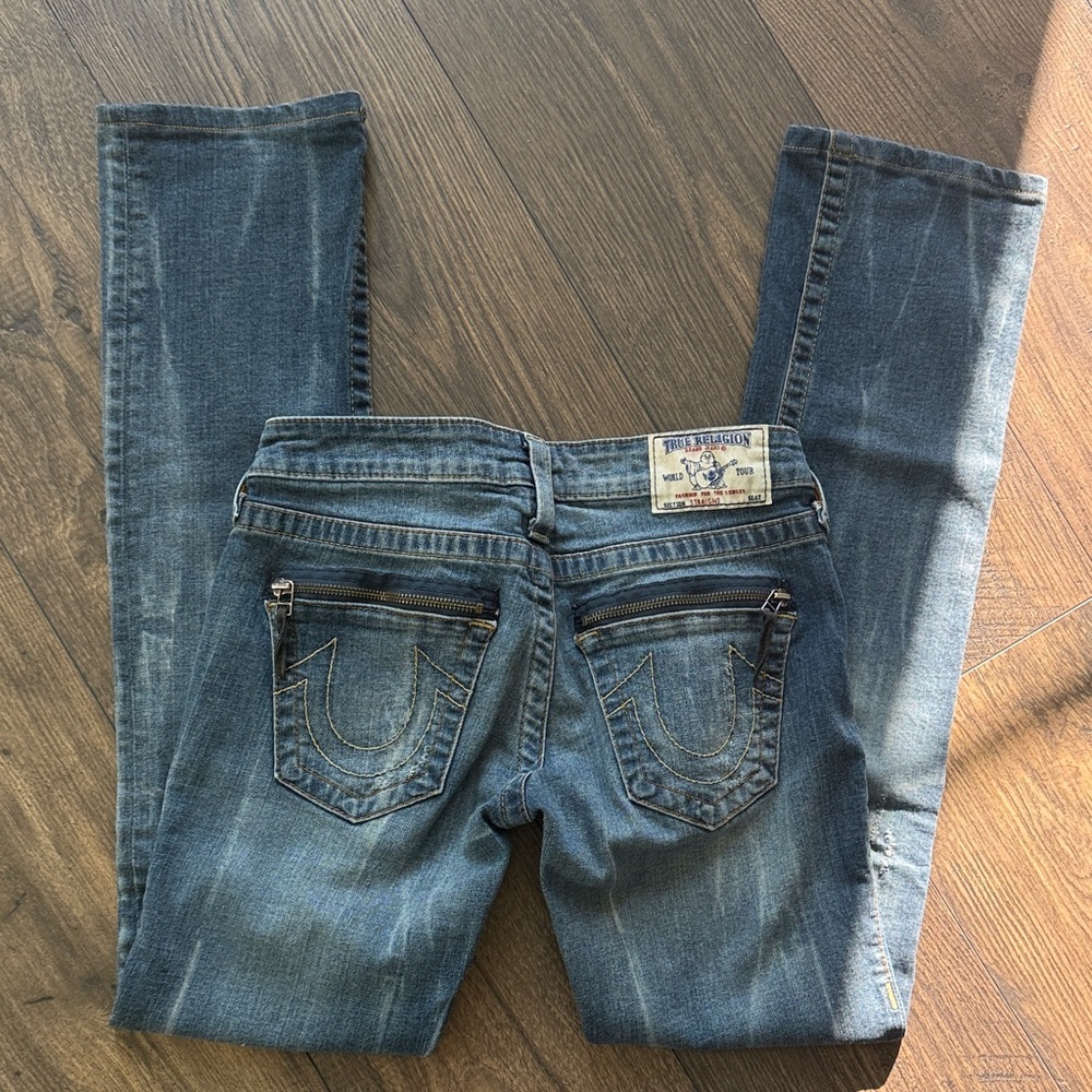 True Religion Women's Straight Leg Blue Jeans sz 26